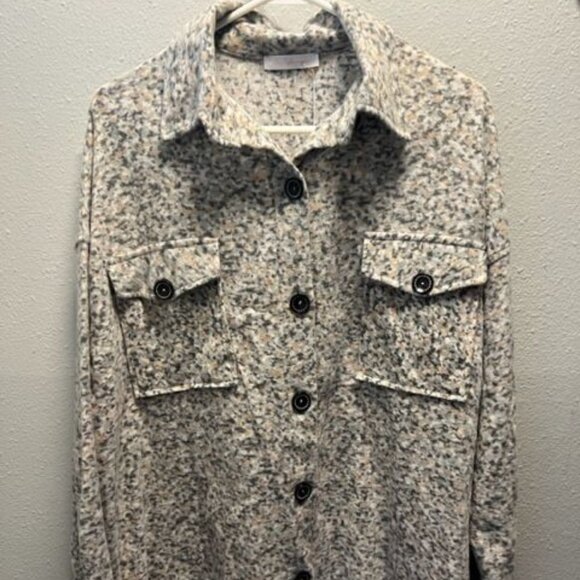Ces Femme Sweaters - Ces Femme Button-Up Shirt Jacket Long Sleeve Medium dual chest pockets comfort